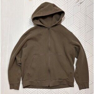 lululemon Men's size Medium Taupe Brown Hoodie Steady State Full Zip